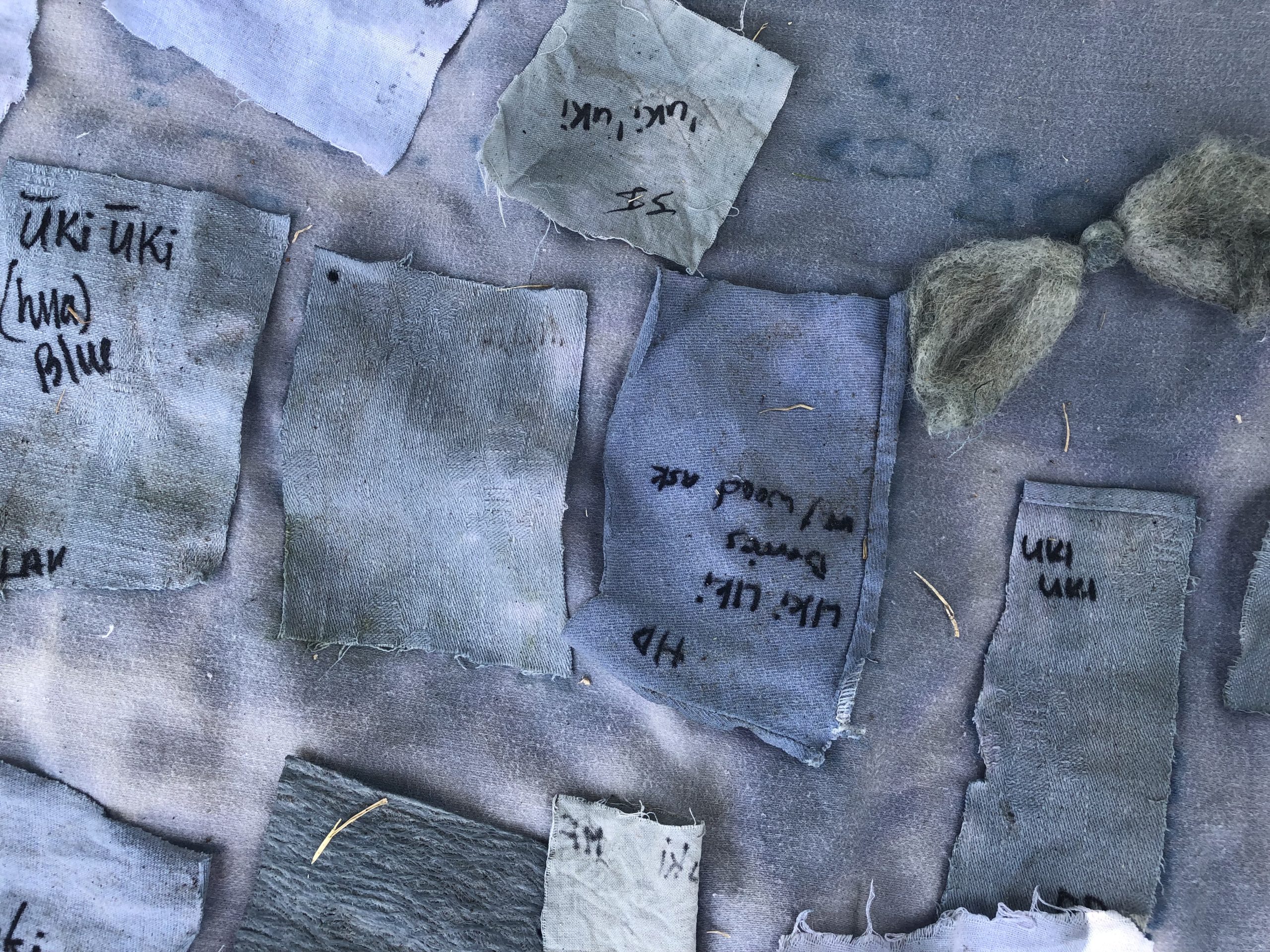 uki uki dyed pieces of fabric